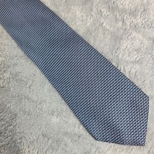 Hilditch & Key Men Blue Silk Necktie Saks Fifth Avenue Micro Pattern Jermyn Tie
